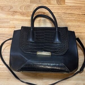 Nine West Black Crocodile-Embossed Handbag